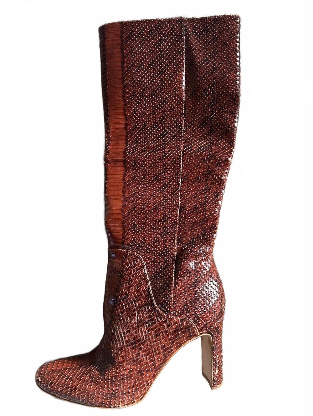 Franco Sarto Croc Embossed Leather Knee High Boots | Size 8.5 | Cognac Brown - Picture 5 of 7